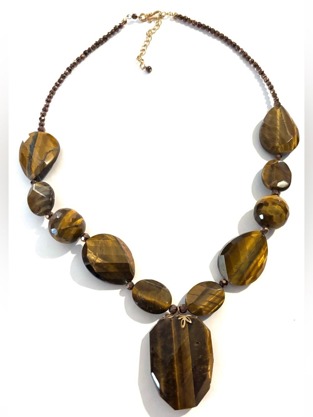 Faceted Tiger Eye Statement Necklace in Brown